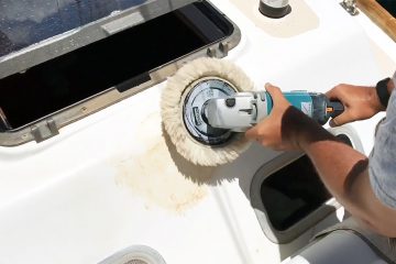 Man buffing for boat detailing checklist