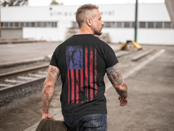 American Flag Marlin Unisex Short Sleeve Tee - Image 5